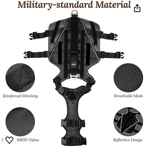 KROMEN TACTICAL DOG HARNESS SZ M Medium Black Brand NEW Comfortable Wearing - Picture 2 of 11